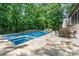Backyard oasis featuring a luxurious pool, hot tub, outdoor dining area, and lounge seating at 10300 Sweetleaf Pl, Charlotte, NC 28278