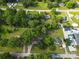 Aerial view of home on a large lot surrounded by mature trees and greenery at 1055 Laurel Ave, Lancaster, SC 29720