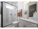 Modern bathroom featuring a glass-enclosed shower and stylish fixtures at 11024 Shreveport Dr, Huntersville, NC 28078