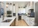 Beautiful kitchen with custom white cabinetry, stainless steel appliances, and a stylish wine cooler at 11024 Shreveport Dr, Huntersville, NC 28078