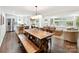 Open-concept dining room flowing to the kitchen and featuring abundant natural light at 1638 Wensley Dr, Charlotte, NC 28210
