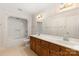 Bathroom with double vanity, tile backsplash, and shower-tub combination at 1750 Trellis Dr, Rock Hill, SC 29732