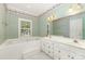 Spacious bathroom featuring a soaking tub, and a double vanity at 1750 Trellis Dr, Rock Hill, SC 29732