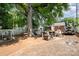 A backyard featuring a truck, shed, and mature tree offering ample shade, set on a spacious lot at 2217 Tate St, Charlotte, NC 28216