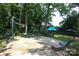 Spacious backyard featuring a basketball court, patio furniture, and lush greenery at 2443 Knickerbocker Dr, Charlotte, NC 28212