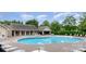 Community pool with lounge chairs, a covered picnic area, and a clubhouse at 2548 Chasewater Dr, Fort Mill, SC 29707