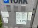 Close-up of the YORK HVAC featuring model number and safety labels at 4414 Birkdale Dr, Charlotte, NC 28208