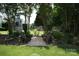 Landscaped backyard featuring mature trees, manicured lawn and stately lion statues at 4711 Lenox Hill Pl # 98, Charlotte, NC 28269