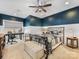 Inviting bedroom with blue accent wall, comfortable bed, and a dedicated workspace area at 5030 Waldron Meadow Dr, Charlotte, NC 28226