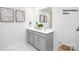 Elegant bathroom featuring a dual sink vanity with a large mirror and stylish decor at 545 Trading Post Ln, York, SC 29745