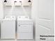 Bright laundry room featuring a modern washer, dryer, and overhead shelving for optimal storage solutions at 545 Trading Post Ln, York, SC 29745