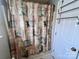 Bathroom featuring a shower with a decorative curtain and a towel rack at 5523 Stone Bluff Ct, Charlotte, NC 28214