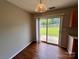 Bright dining area with sliding glass doors that offer a view of the backyard at 5523 Stone Bluff Ct, Charlotte, NC 28214