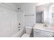 Bright bathroom with a shower-tub combo, single vanity, and modern fixtures at 115 Kerr Walk Dr # 37, Statesville, NC 28677