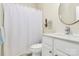 Bathroom featuring a vanity and white shower curtain at 17436 Hawks View Dr, Indian Land, SC 29707
