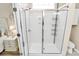 Bathroom featuring a glass enclosed shower with white trim at 17436 Hawks View Dr, Indian Land, SC 29707