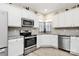 Modern kitchen featuring stainless steel appliances, granite countertops, and ample cabinet space at 17436 Hawks View Dr, Indian Land, SC 29707