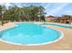 Expansive community pool with a unique shape and adjacent pool house, surrounded by lush trees at 17436 Hawks View Dr, Indian Land, SC 29707