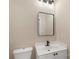 Bathroom with modern vanity, framed mirror, and toilet at 18840 Silver Quay Dr # 12, Cornelius, NC 28031