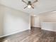 Large, open bonus room with hardwood floors and ceiling fan at 2017 New Hope Branch Way, Belmont, NC 28012