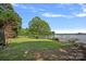 Picturesque waterfront view featuring a lush lawn and private dock access at 2563 Brawley School Rd, Mooresville, NC 28117