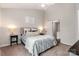 Cozy bedroom showcasing a comfortable bed with patterned bedding and soft lighting, creating a relaxing atmosphere at 4124 Melrose Club Dr, Matthews, NC 28105