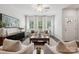 Bright living room with large windows, hardwood floors, modern furnishings, and neutral color palette at 4750 Lakeview N Rd # 18, Charlotte, NC 28216