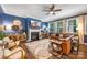 Comfortable living room featuring a fireplace, decor, and hardwood flooring at 5088 Watersail Way, Clover, SC 29710