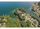 Stunning aerial view of lakefront homes with private docks surrounded by lush trees and sparkling water at 5153 Glenwood St, Sherrills Ford, NC 28673