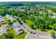 Overhead view of a residential neighborhood features lush trees, a community pond and well-kept streets at 841 Lacebark Dr, Rock Hill, SC 29732