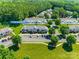 Aerial shot of townhomes showcasing lush greenery, ample parking, and convenient community layout at 841 Lacebark Dr, Rock Hill, SC 29732