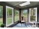 Bright sunroom with large windows offering outdoor views, enhanced by a skylight and blue carpeting at 8506 Graham Rd, Denver, NC 28037