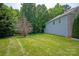 Spacious backyard featuring a well-manicured lawn and mature trees, offers privacy and outdoor enjoyment at 10044 Markus Dr, Mint Hill, NC 28227