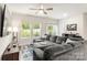 Spacious living room with cozy sectional sofa, light from the windows and access to outside at 1028 Maltby St, Charlotte, NC 28217