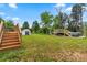 Expansive backyard featuring a shed, above-ground pool area, and well-maintained grass at 113 Robinette Ln, Statesville, NC 28625