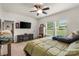 Inviting bedroom features a large window, TV, ceiling fan, and comfortable furnishings for relaxation at 113 Robinette Ln, Statesville, NC 28625