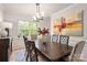 Dining room with a dark wood table, chandelier, and an abstract painting on the wall at 13025 Cinnamon Fern Ln, Charlotte, NC 28227
