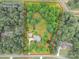 Aerial view showing the property lines of the wooded acreage at 132 Homeplace Ln, Statesville, NC 28625