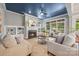 Inviting living room featuring a fireplace, built-in shelving, neutral furniture, and abundant natural light at 1620 Arnold Dr, Charlotte, NC 28205