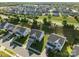 Stunning aerial perspective of a neighborhood showcasing well-manicured lawns and beautiful homes at 1725 Mill Creek Sw Ln, Concord, NC 28025