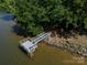 Aerial view of dock with lake access surrounded by trees, offering a tranquil escape at 17835 Terryglass Ln, Charlotte, NC 28278