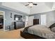 Spacious main bedroom with tray ceiling, ensuite bath access, and closet at 2324 Oakdale Creek Ln, Charlotte, NC 28216