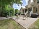 Landscaped backyard offers a dining area, fire pit, and lush greenery for outdoor enjoyment at 2406 Tarleton Twins Ter, Charlotte, NC 28270