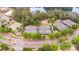 Aerial view of well-maintained tennis courts surrounded by lush greenery near a lake at 5141 Grandview Dr, Fort Mill, SC 29707