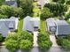 Overhead view of a home with a dark roof and a large, well-maintained yard with mature trees at 5428 Colonial Garden Dr, Huntersville, NC 28078