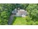 An aerial view showcases the home with its expansive yard and surrounding lush greenery, offering a sense of privacy and space at 611 W Robinson St, Dallas, NC 28034