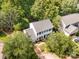 Aerial shot of the house with mature trees, showcasing the landscape and neighborhood at 9107 Royal Highlands Ct, Charlotte, NC 28277