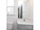Bathroom with a gray vanity, quartz countertop, and chrome finishes at 1190 Sugar Creek Rd, Fort Mill, SC 29707