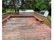 Exterior view of a rustic deck with wooden benches, perfect for outdoor entertaining at 13427 Homewood Dr, Charlotte, NC 28262