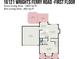First floor plan showcasing the layout of the kitchen, living room, dining area, patio, deck, garage, and bath at 16121 Wrights Ferry Rd, Charlotte, NC 28278